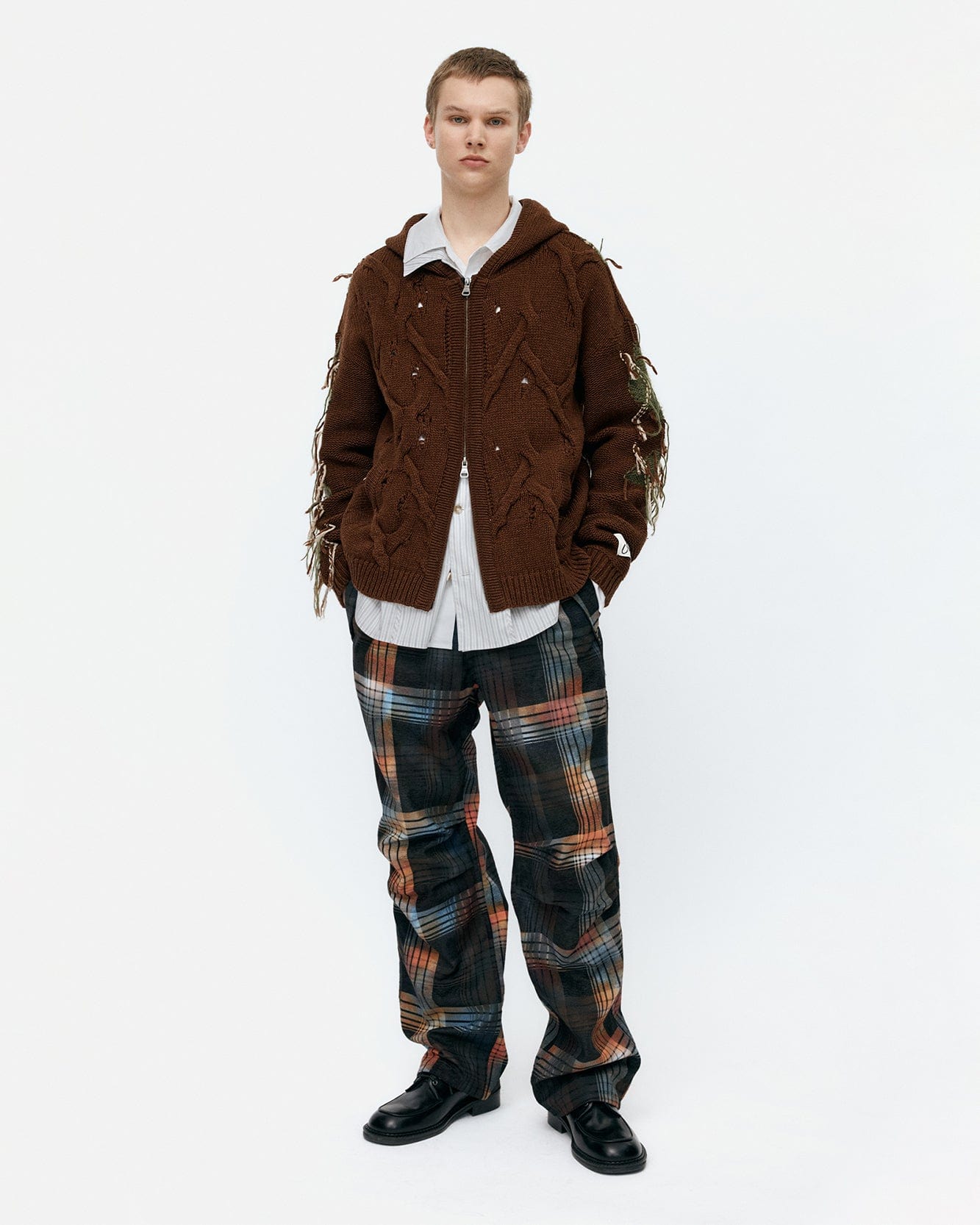 기타 UNISEX ARGYLE FISHERMAN HOOD ZIP-UP atb1347u(BROWN)
