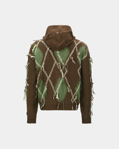 기타 UNISEX ARGYLE FISHERMAN HOOD ZIP-UP atb1347u(BROWN)