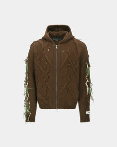 기타 UNISEX ARGYLE FISHERMAN HOOD ZIP-UP atb1347u(BROWN)