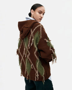 기타 UNISEX ARGYLE FISHERMAN HOOD ZIP-UP atb1347u(BROWN)