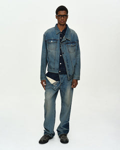 UNISEX ASYMMETRIC LAYERED DENIM JACKET awa747u(BLUE) – Andersson Bell