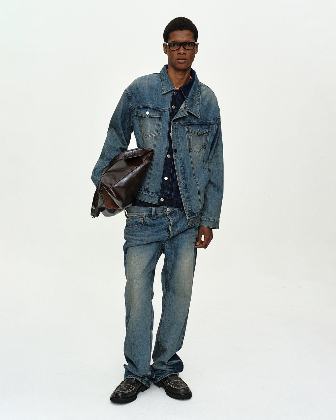 UNISEX ASYMMETRIC LAYERED DENIM JACKET awa747u(BLUE) – Andersson Bell