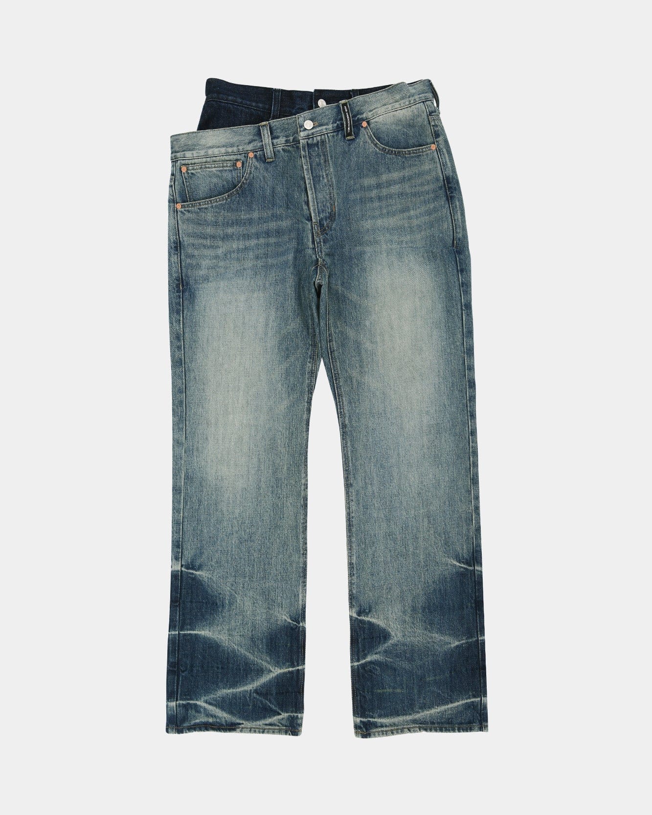 RESTOCK] UNISEX ASYMMETRIC LAYERED WIDE-LEG JEANS apa871u(BLUE