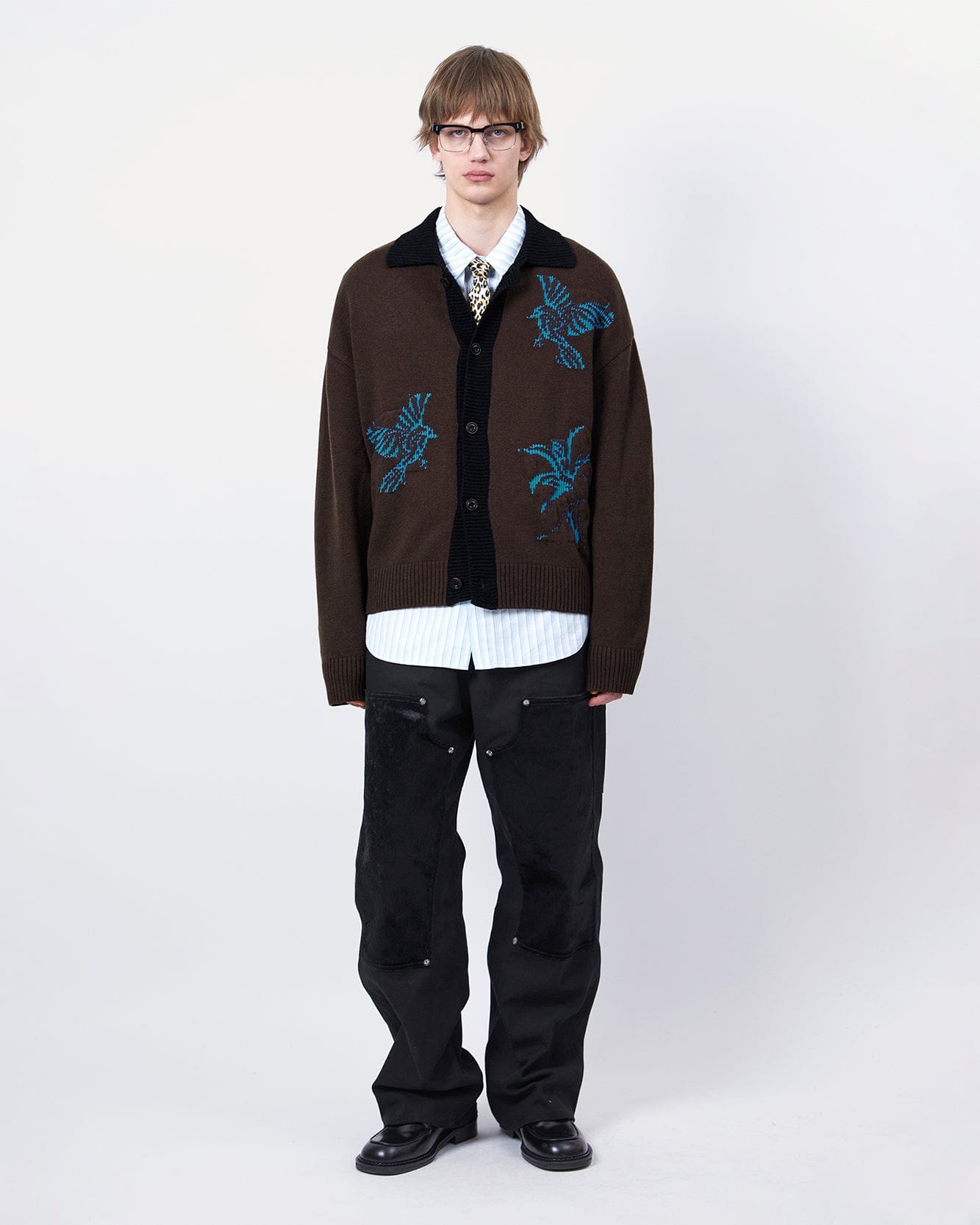 기타 UNISEX BIRD INTARSIA CARDIGAN atb1371u(BROWN)