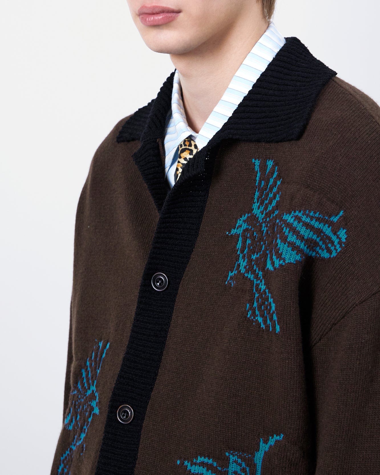 기타 UNISEX BIRD INTARSIA CARDIGAN atb1371u(BROWN)