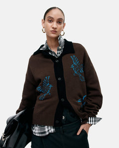 기타 UNISEX BIRD INTARSIA CARDIGAN atb1371u(BROWN)