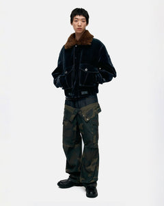 기타 UNISEX CAMOUFLAGE DOUBLE WAIST WORK WIDE-LEG JEANS apa853u(NAVY/GREEN)