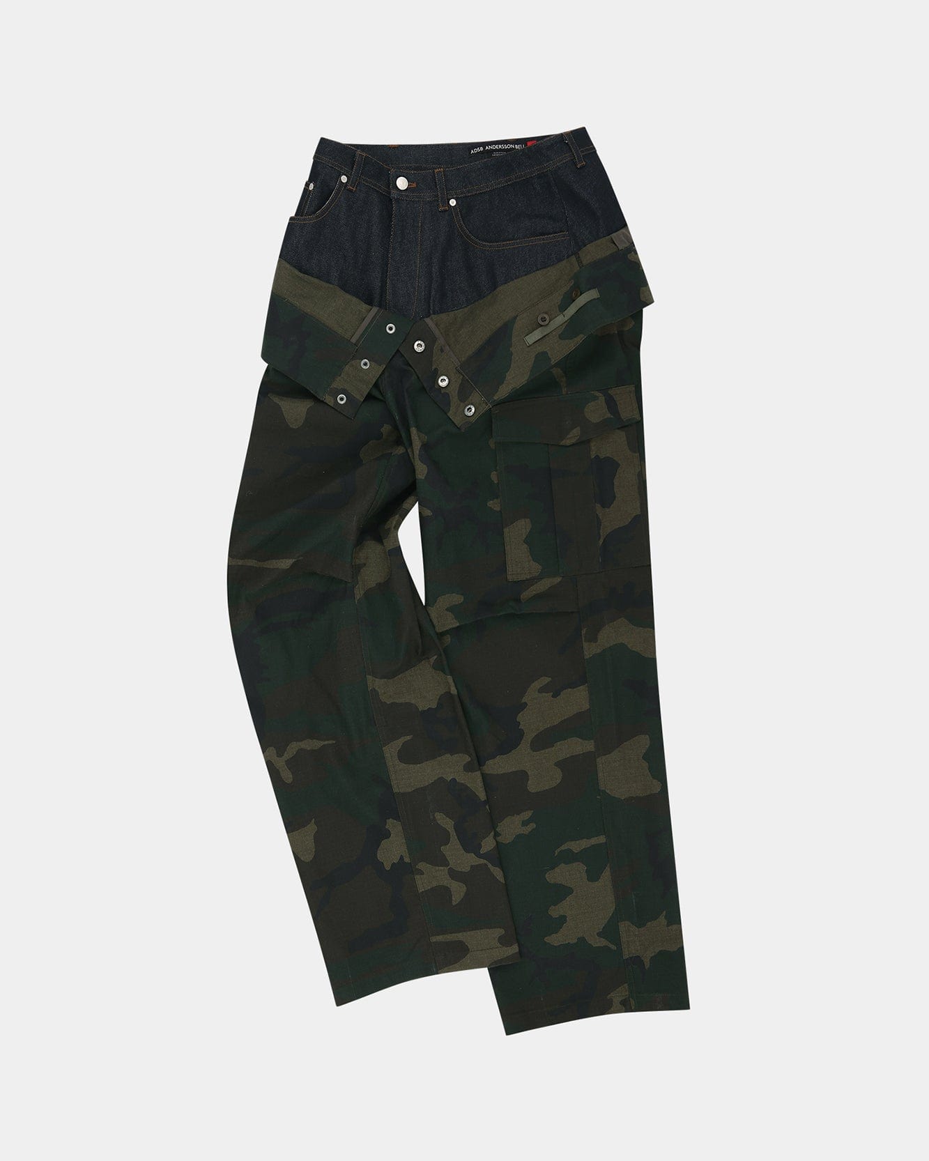 기타 UNISEX CAMOUFLAGE DOUBLE WAIST WORK WIDE-LEG JEANS apa853u(NAVY/GREEN)