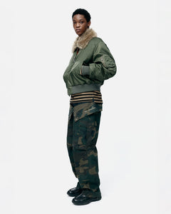 기타 UNISEX CAMOUFLAGE DOUBLE WAIST WORK WIDE-LEG JEANS apa853u(NAVY/GREEN)