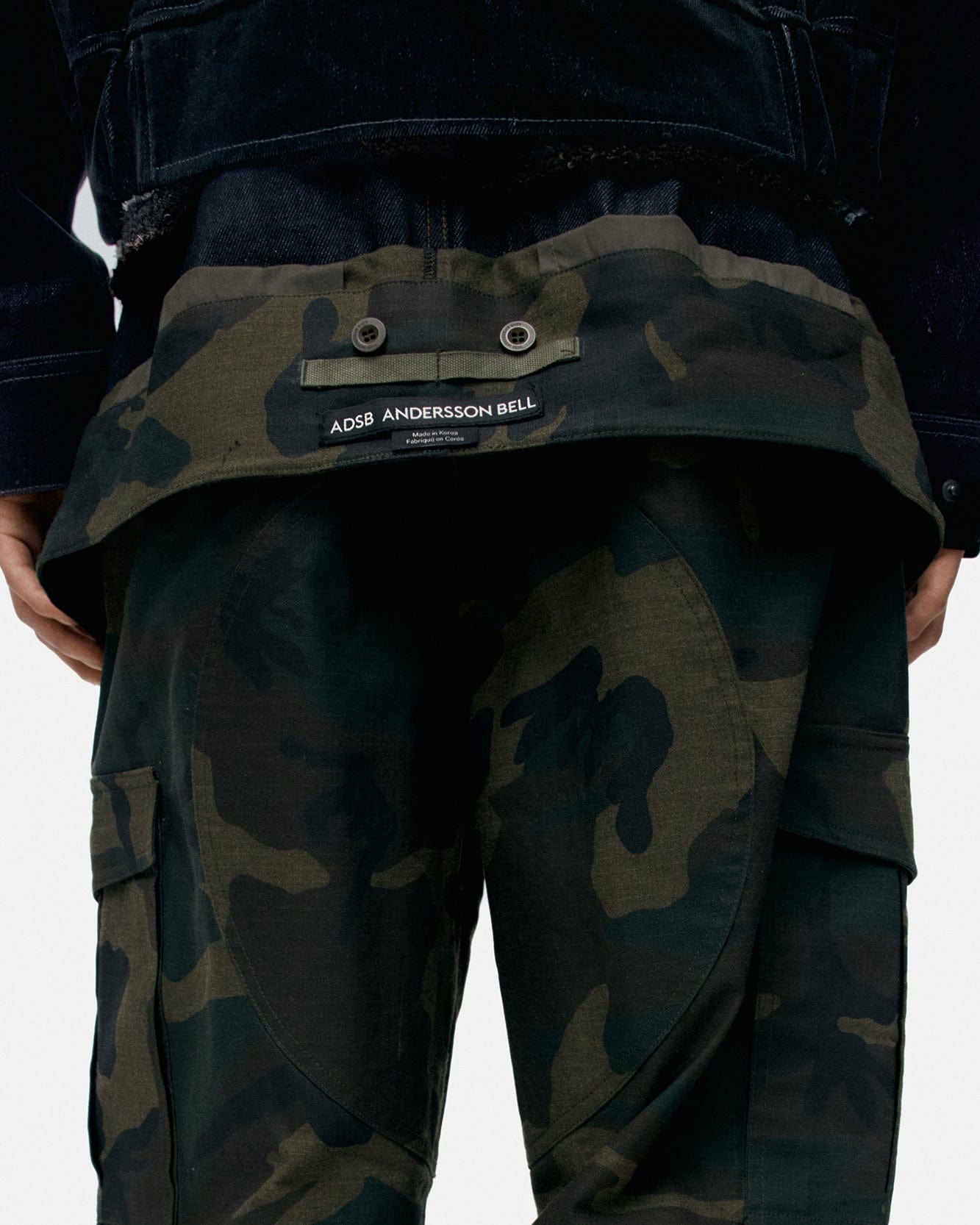 기타 UNISEX CAMOUFLAGE DOUBLE WAIST WORK WIDE-LEG JEANS apa853u(NAVY/GREEN)
