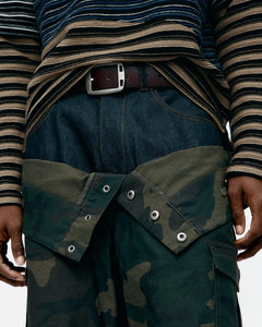 기타 UNISEX CAMOUFLAGE DOUBLE WAIST WORK WIDE-LEG JEANS apa853u(NAVY/GREEN)