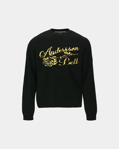 기타 UNISEX CASHMERE ROSE CREW-NECK SWEATER atb1372u(BLACK)