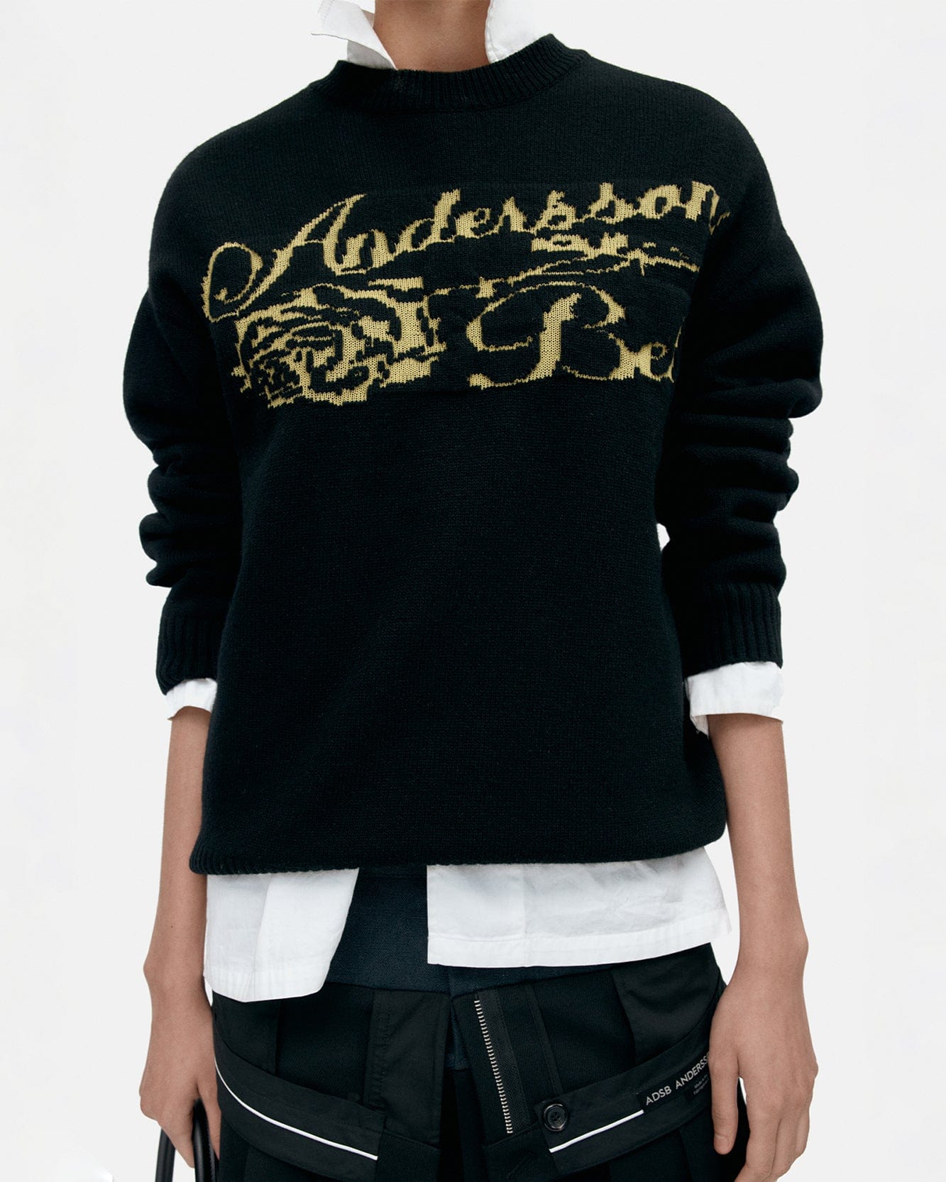 기타 UNISEX CASHMERE ROSE CREW-NECK SWEATER atb1372u(BLACK)