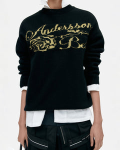 기타 UNISEX CASHMERE ROSE CREW-NECK SWEATER atb1372u(BLACK)