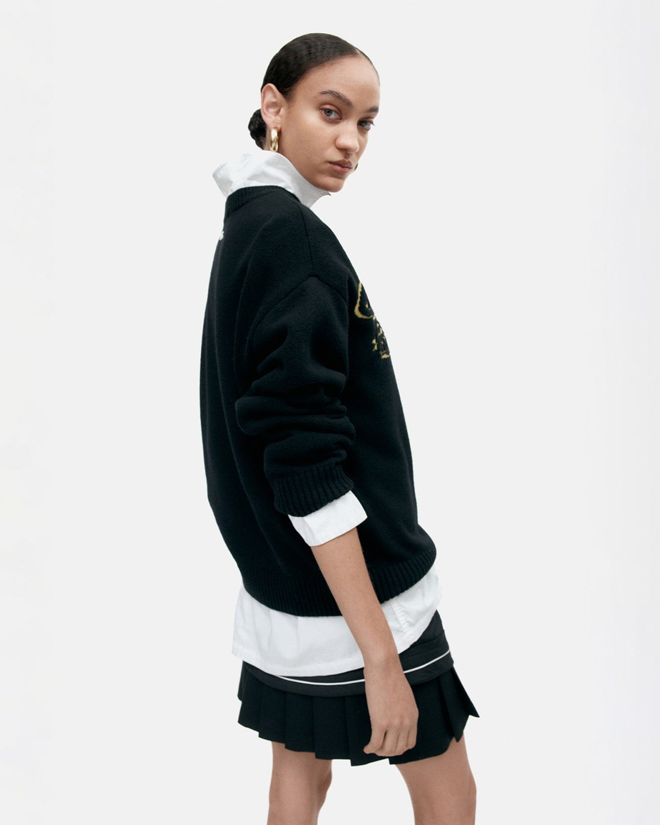 기타 UNISEX CASHMERE ROSE CREW-NECK SWEATER atb1372u(BLACK)