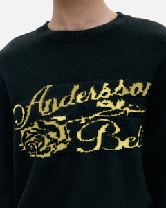 기타 UNISEX CASHMERE ROSE CREW-NECK SWEATER atb1372u(BLACK)
