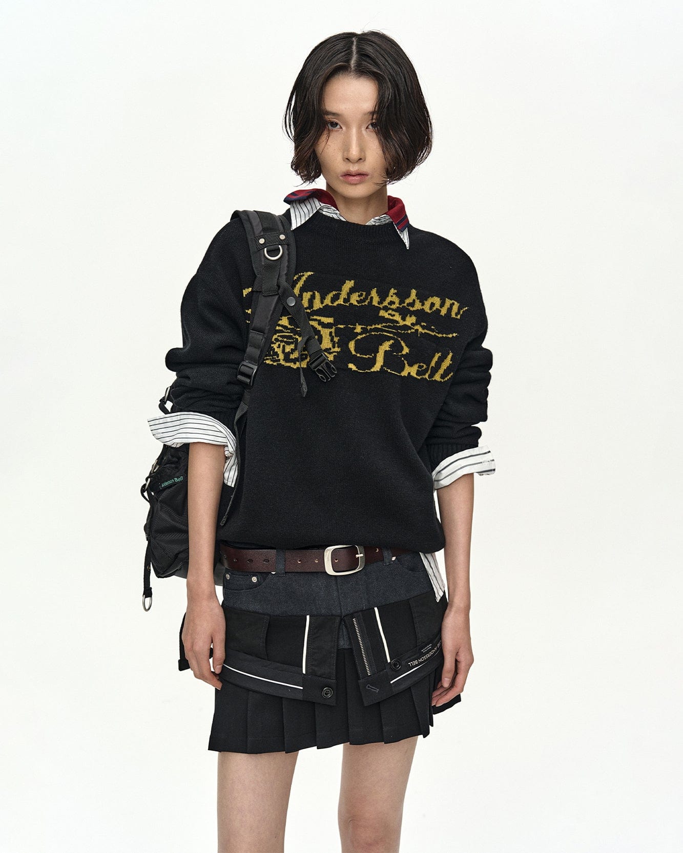 기타 UNISEX CASHMERE ROSE CREW-NECK SWEATER atb1372u(BLACK)