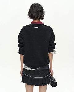 기타 UNISEX CASHMERE ROSE CREW-NECK SWEATER atb1372u(BLACK)