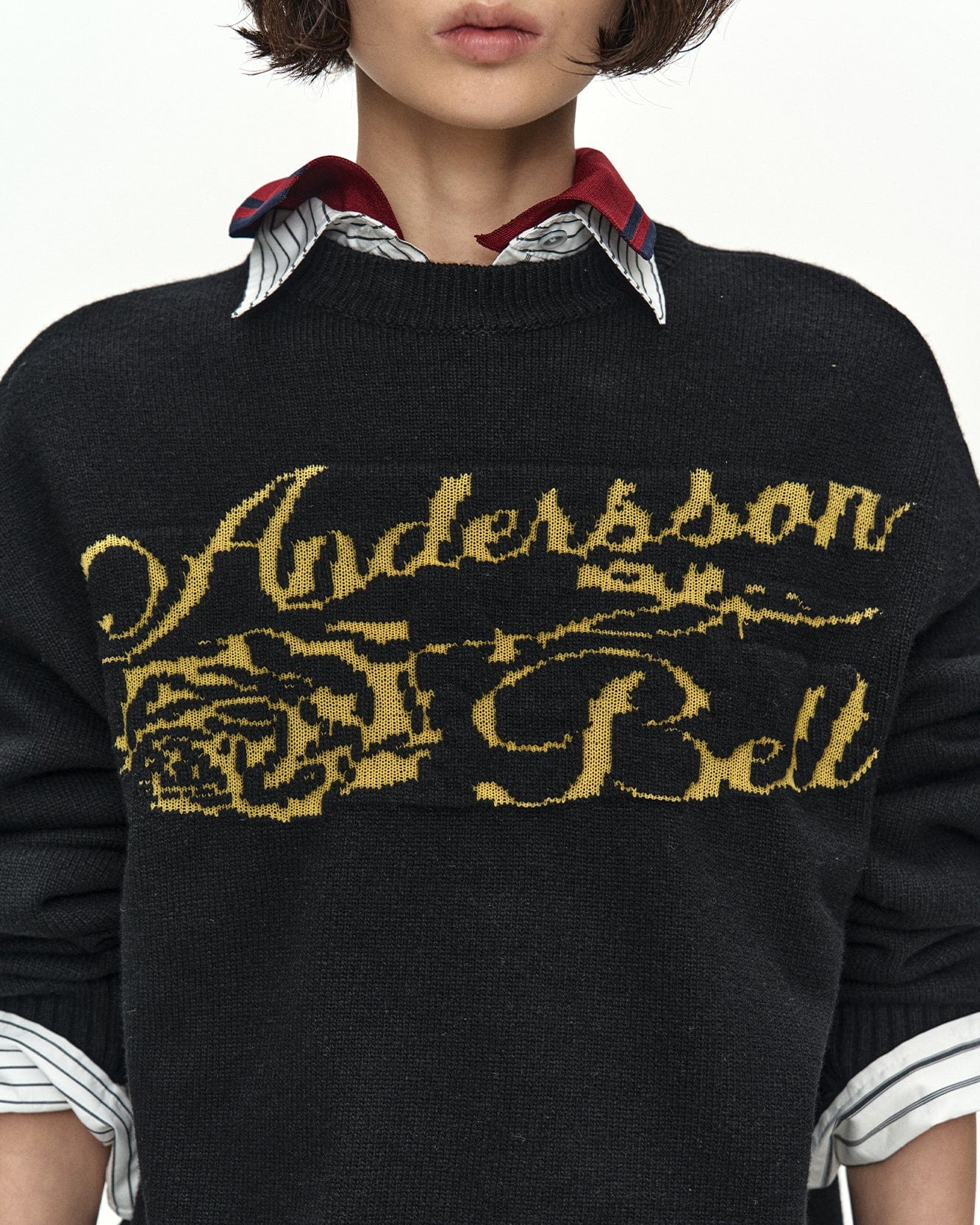 기타 UNISEX CASHMERE ROSE CREW-NECK SWEATER atb1372u(BLACK)