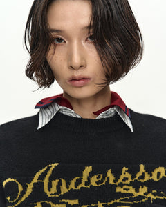 기타 UNISEX CASHMERE ROSE CREW-NECK SWEATER atb1372u(BLACK)