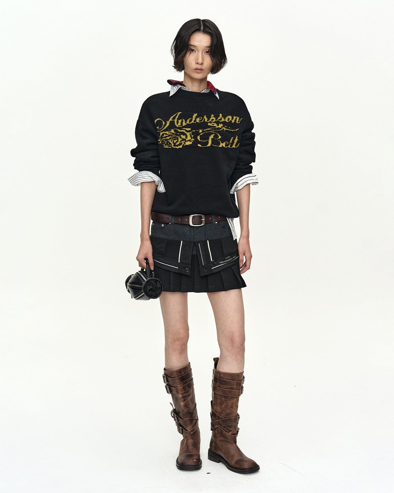기타 UNISEX CASHMERE ROSE CREW-NECK SWEATER atb1372u(BLACK)