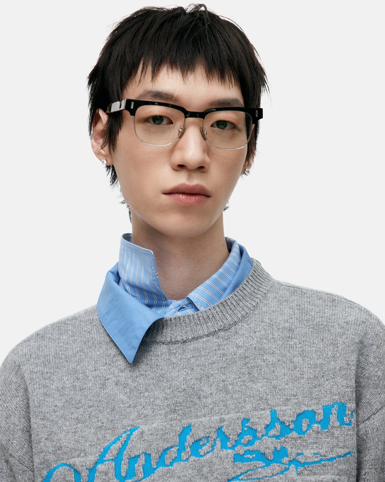 기타 UNISEX CASHMERE ROSE CREW-NECK SWEATER atb1372u(GREY)
