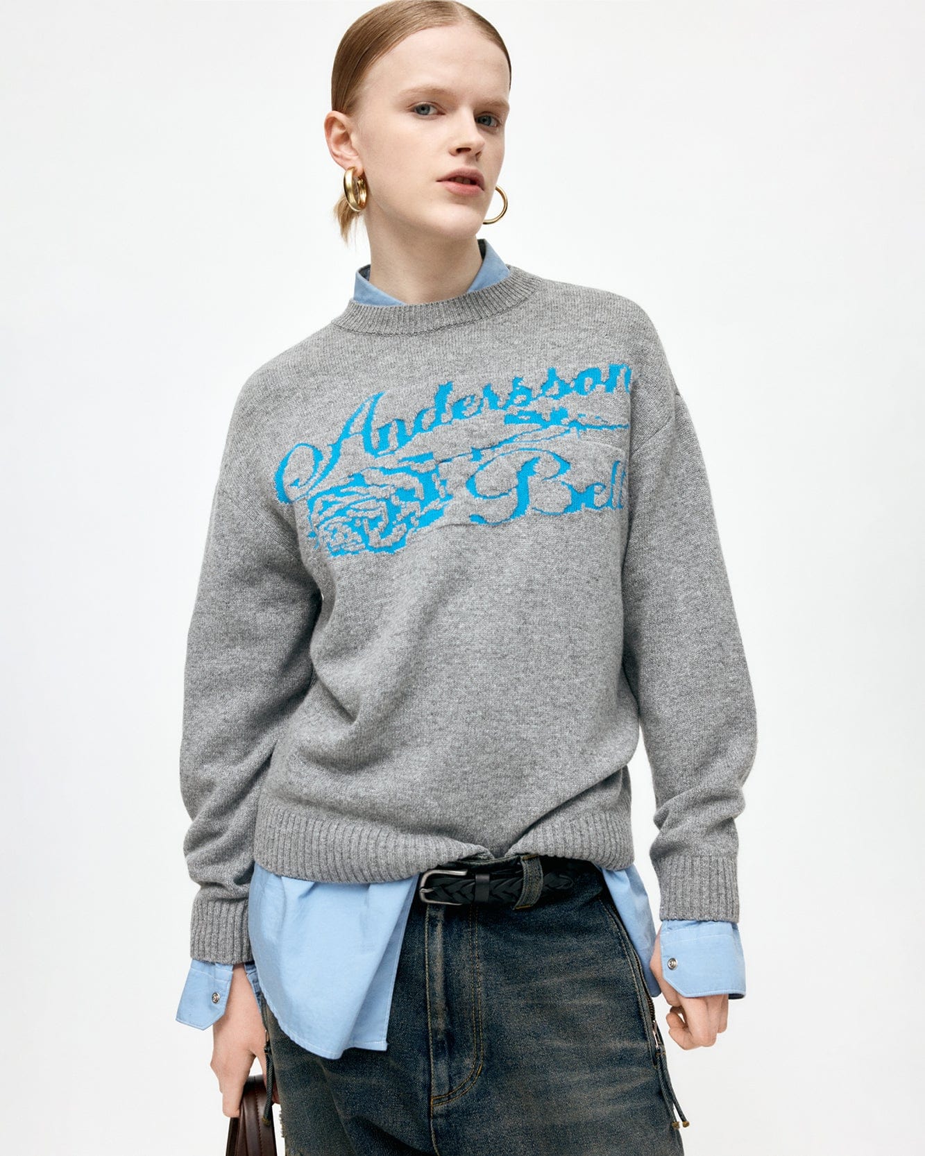 기타 UNISEX CASHMERE ROSE CREW-NECK SWEATER atb1372u(GREY)