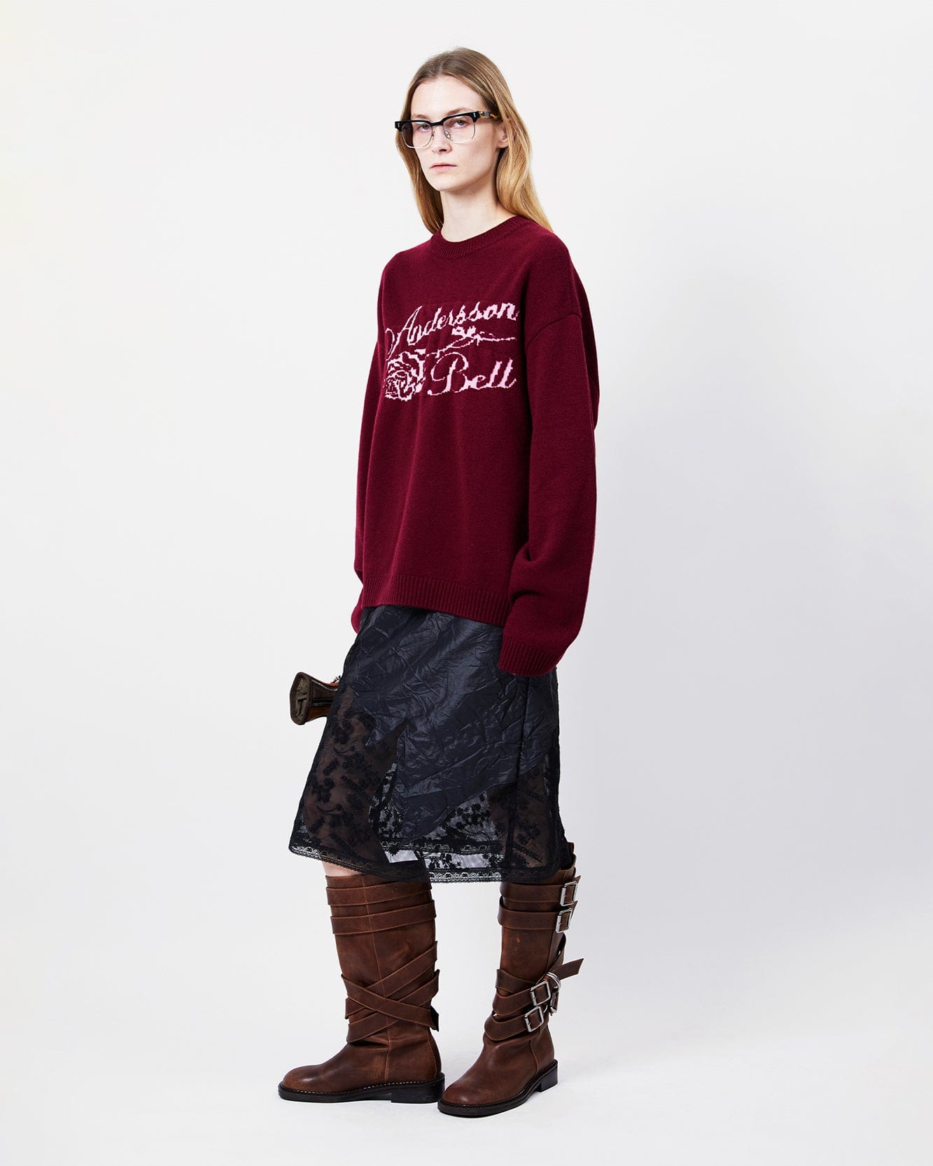 기타 UNISEX CASHMERE ROSE CREW-NECK SWEATER atb1372u(LILAC)