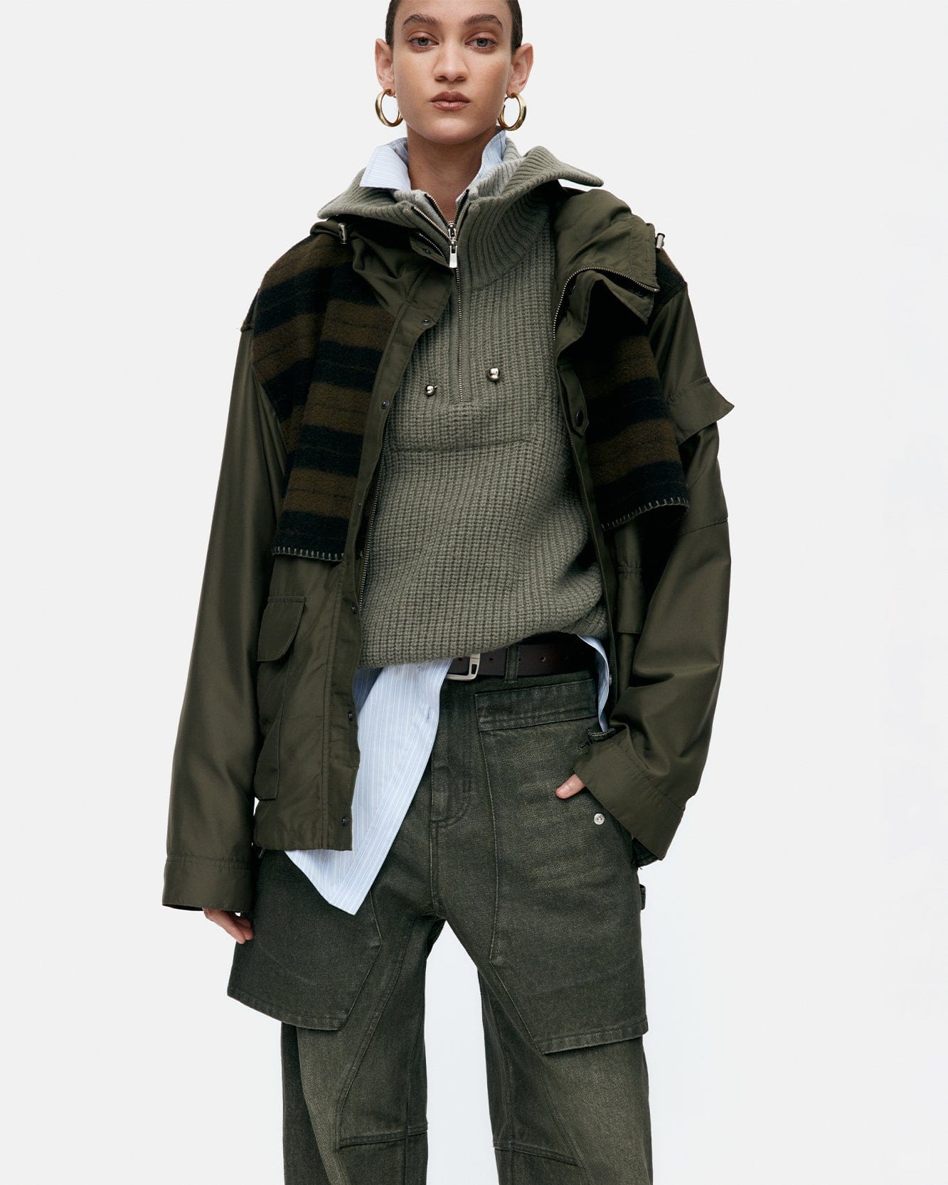 기타 UNISEX CHECK LAYERED JUMPER awa717u(KHAKI)