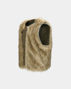 기타 UNISEX CURVED PLACKET REVERSIBLE FAUX-FUR VEST awa722u(BROWN)