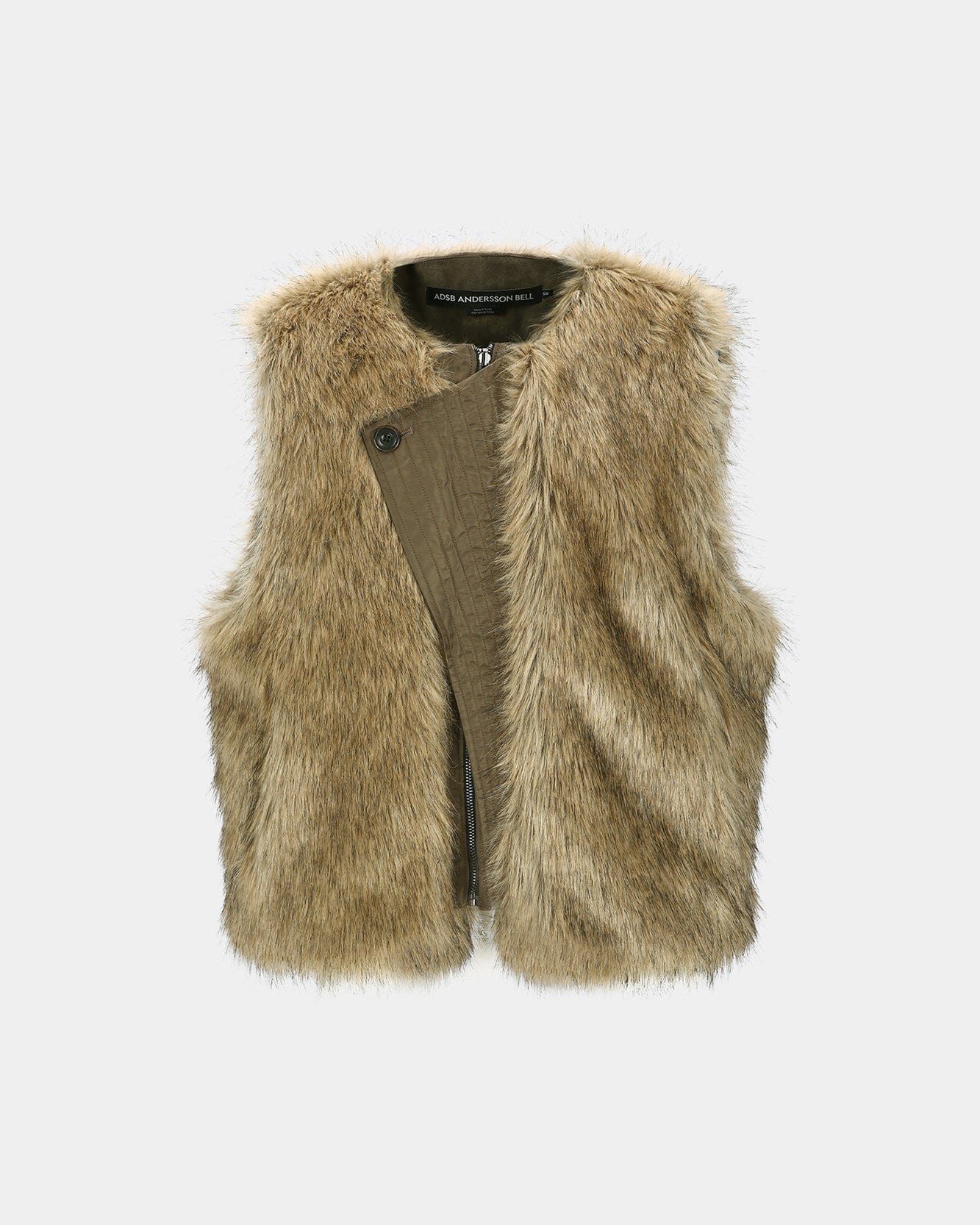 기타 UNISEX CURVED PLACKET REVERSIBLE FAUX-FUR VEST awa722u(BROWN)