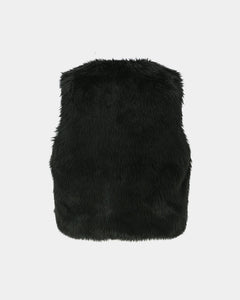 기타 UNISEX CURVED PLACKET REVERSIBLE FAUX-FUR VEST awa723u(BLACK)