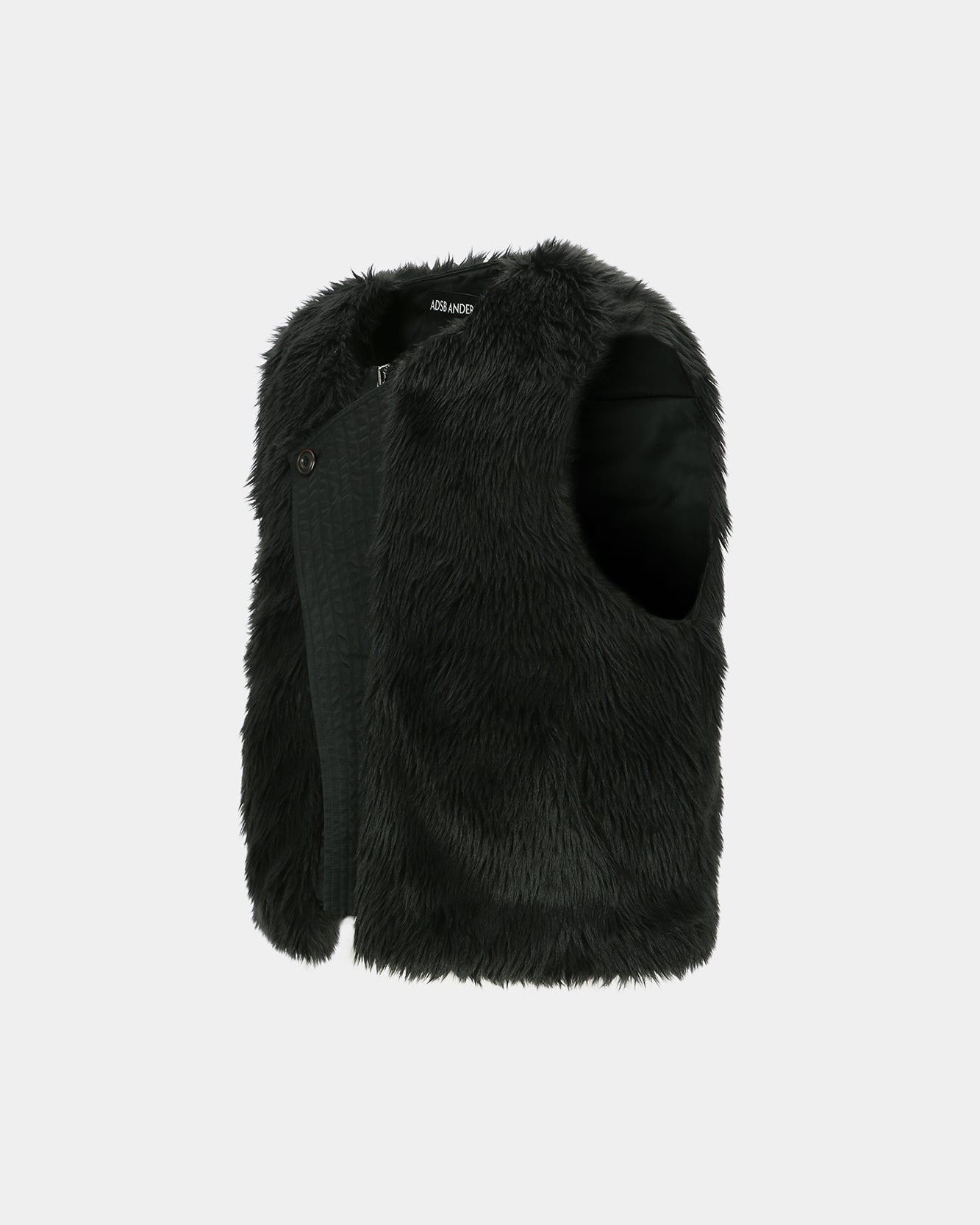 기타 UNISEX CURVED PLACKET REVERSIBLE FAUX-FUR VEST awa723u(BLACK)
