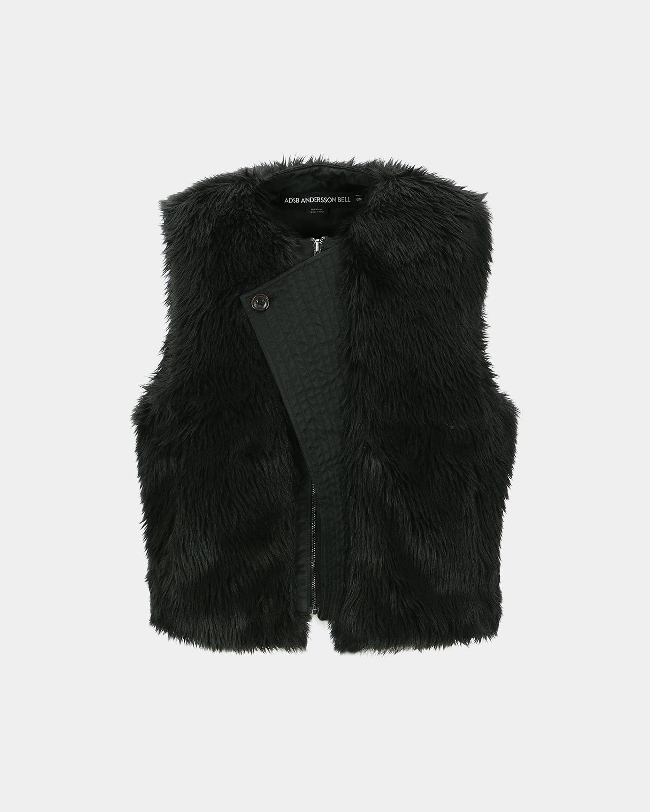 기타 UNISEX CURVED PLACKET REVERSIBLE FAUX-FUR VEST awa723u(BLACK)