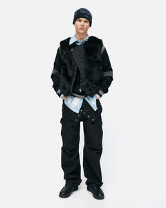 기타 UNISEX CURVED PLACKET REVERSIBLE FAUX-FUR VEST awa723u(BLACK)