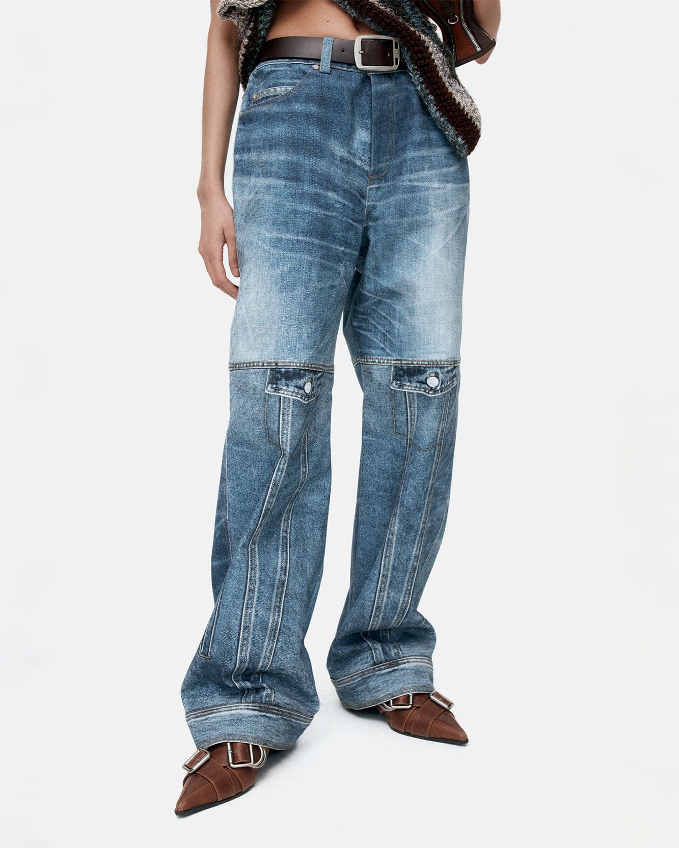 기타 UNISEX CUSTOM-LIKE PRINTED DENIM PANTS apa842u(MID BLUE)