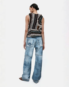 기타 UNISEX CUSTOM-LIKE PRINTED DENIM PANTS apa842u(MID BLUE)