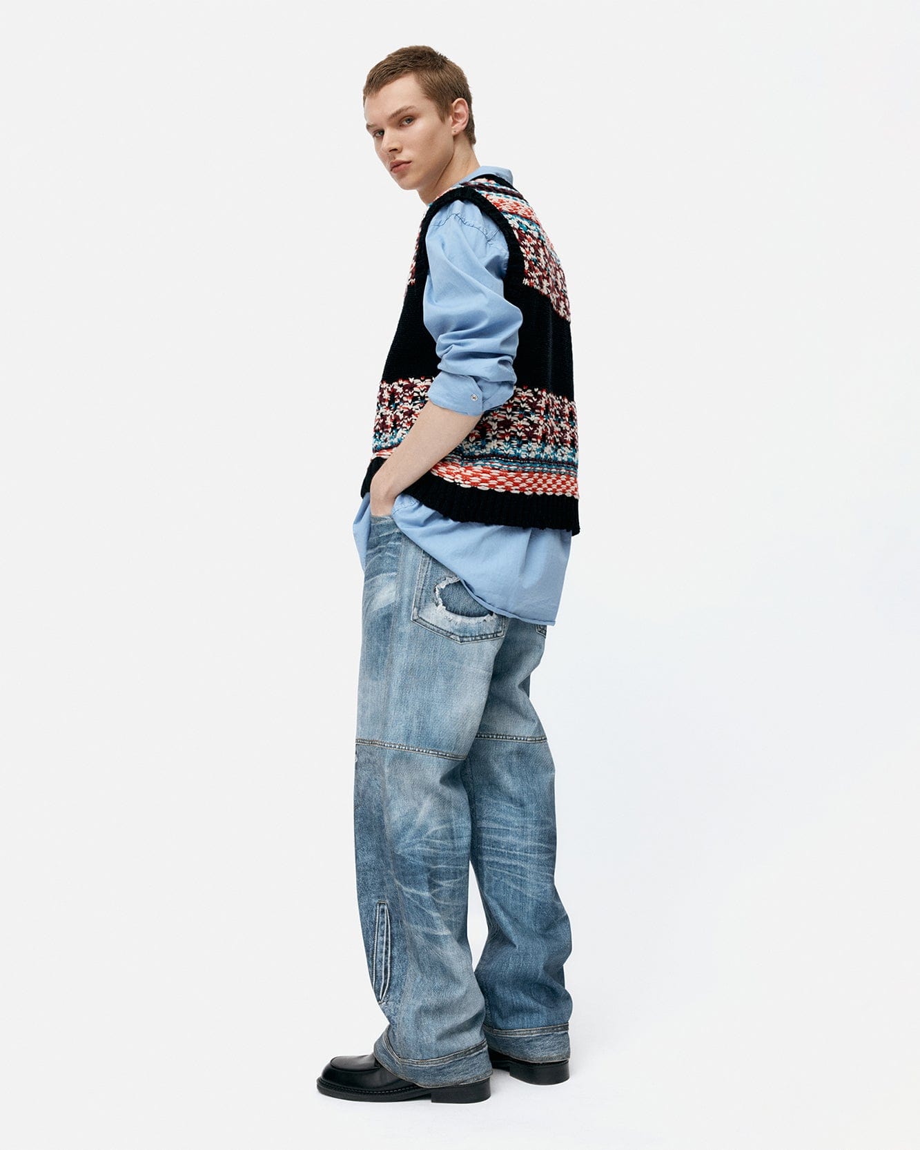 기타 UNISEX CUSTOM-LIKE PRINTED DENIM PANTS apa842u(MID BLUE)