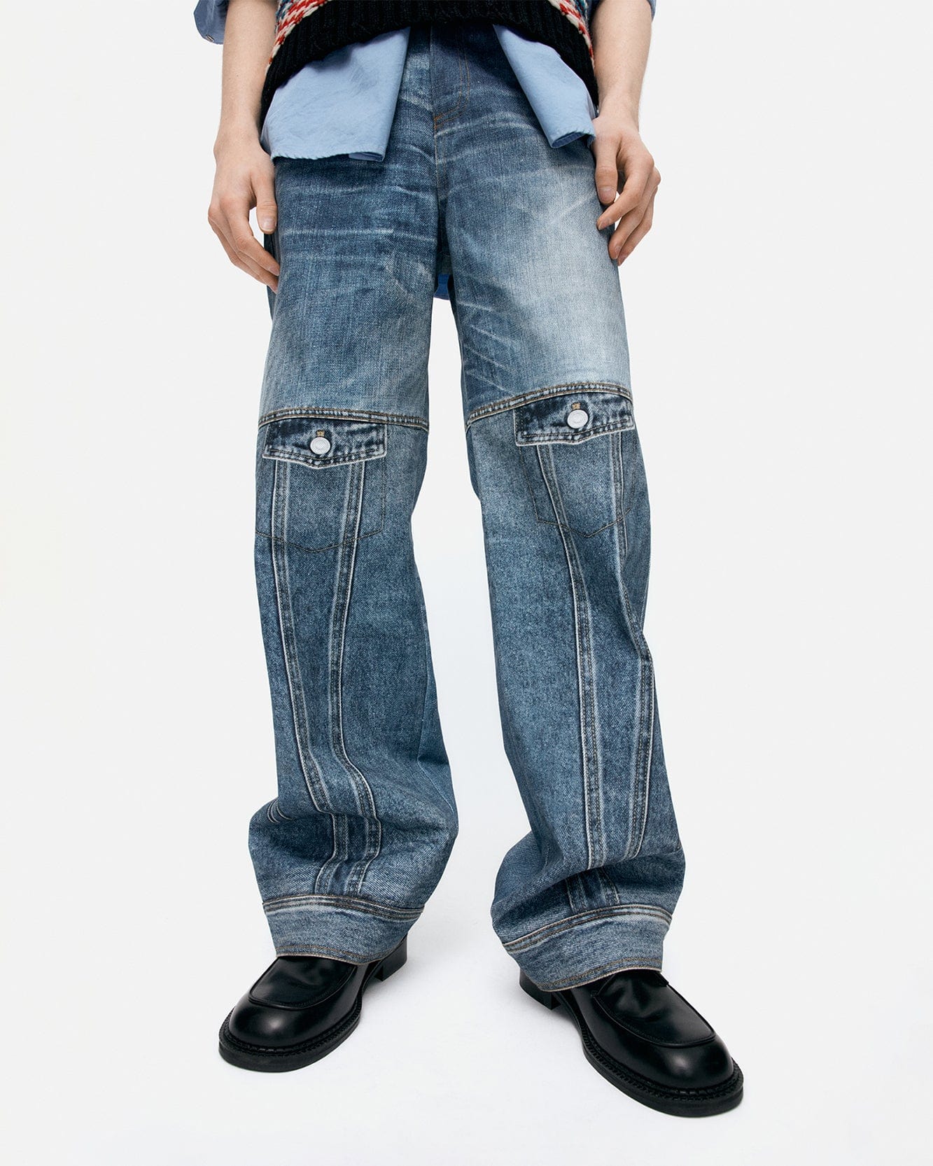 기타 UNISEX CUSTOM-LIKE PRINTED DENIM PANTS apa842u(MID BLUE)