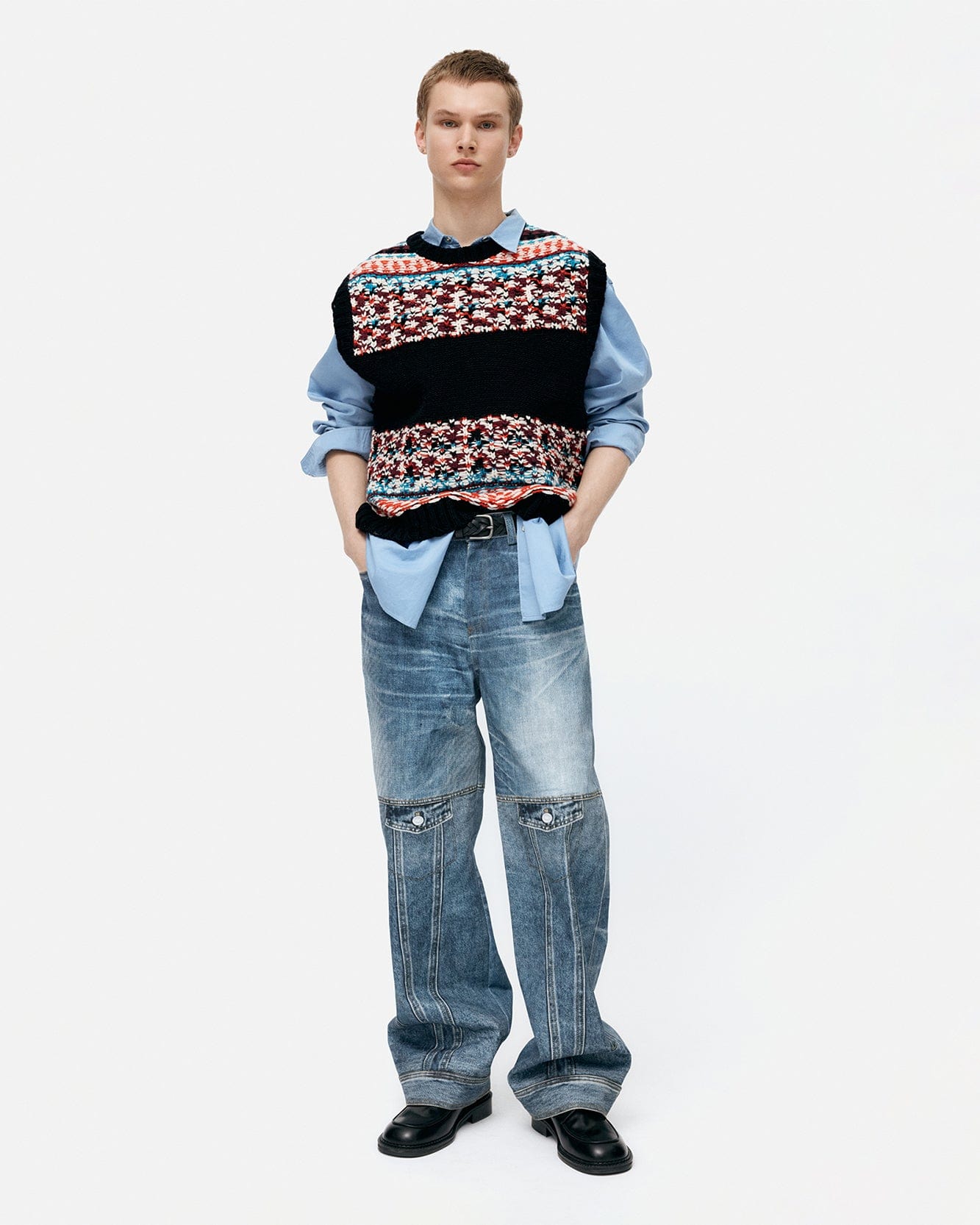 기타 UNISEX CUSTOM-LIKE PRINTED DENIM PANTS apa842u(MID BLUE)