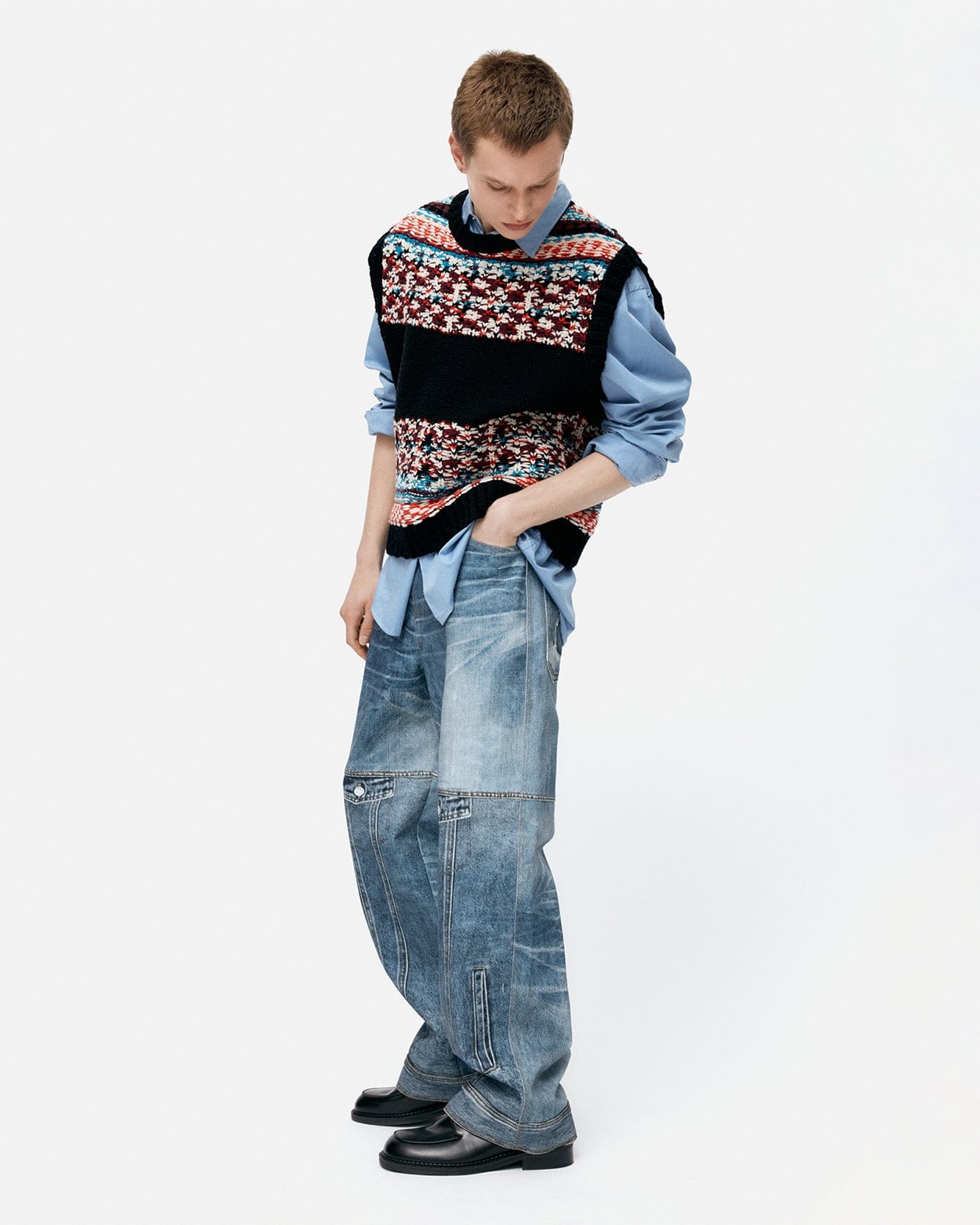 기타 UNISEX CUSTOM-LIKE PRINTED DENIM PANTS apa842u(MID BLUE)