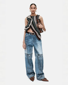 기타 UNISEX CUSTOM-LIKE PRINTED DENIM PANTS apa842u(MID BLUE)