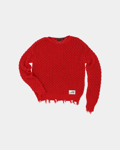 기타 UNISEX DAMAGED BOATNECK SWEATER atb1240u(RED)