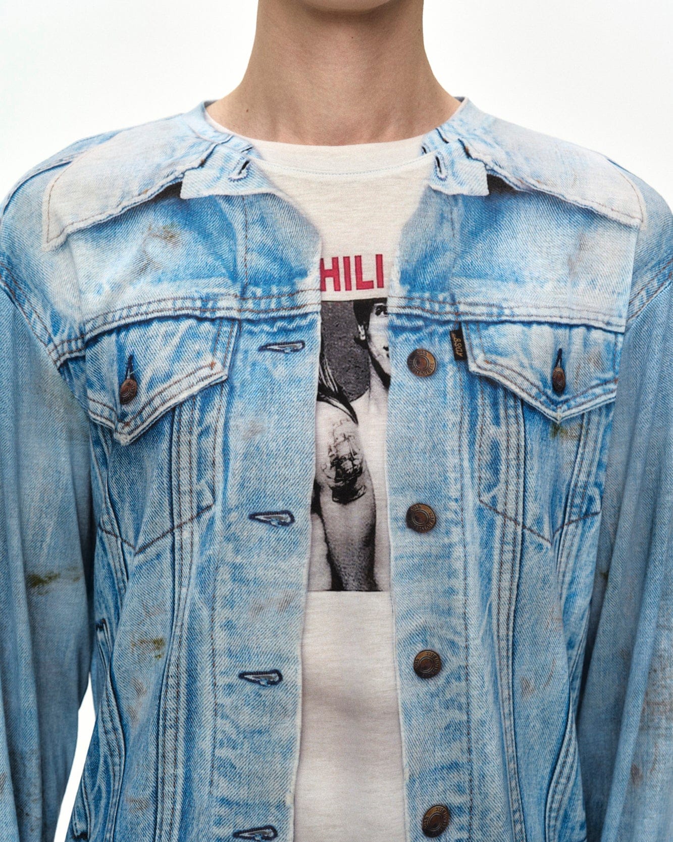 RESTOCK] UNISEX DENIM JACKETED TROMPE-L'OEIL L/S T-SHIRT atb1548u