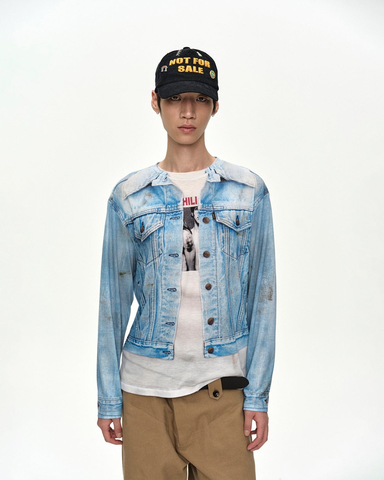 RESTOCK] UNISEX DENIM JACKETED TROMPE-L'OEIL L/S T-SHIRT atb1548u