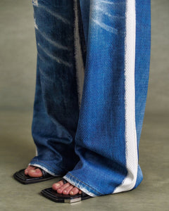 기타 UNISEX DENIM TROMPE LOEIL MESH PANTS apa828u(BLUE)