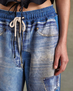기타 UNISEX DENIM TROMPE LOEIL MESH PANTS apa828u(BLUE)