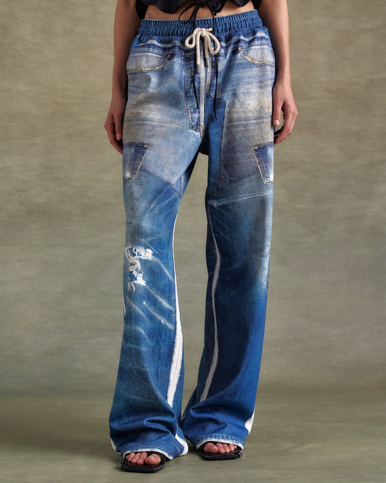 기타 UNISEX DENIM TROMPE LOEIL MESH PANTS apa828u(BLUE)