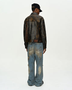RESTOCK] UNISEX DESTROYED WIDE-LEG JEANS apa864u(BLUE) – Andersson