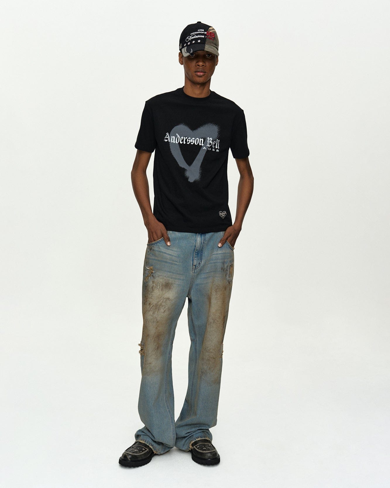 RESTOCK] UNISEX DESTROYED WIDE-LEG JEANS apa864u(BLUE) – Andersson 
